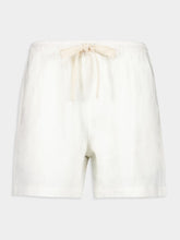 Commas White Linen Lounge Shorts
