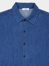 Commas Blue Denim Shirt Woven Stripe Boxy