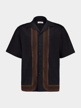 Commas Black Sunwaves Camp Collar Shirt