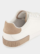 Dolce & Gabbana White and Brown Portofino Leather Sneakers