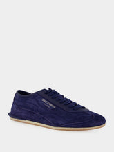 Dolce & Gabbana Blue Lipari Calfskin Suede Low-Top Sneakers