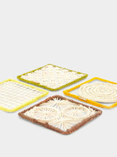 La DoubleJ Set Of 4 Multicolor Raffia Coaster