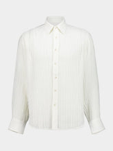 Commas White Sheer Striped Linen Shirt