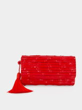 Glorinha Paranaguá Gaya Lacquered Bamboo Clutch in Red