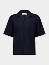 Marni Deep Blue Wool Bowling Shirt