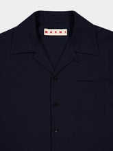 Marni Deep Blue Wool Bowling Shirt