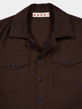 Marni Moca Brown Organic Cotton Satin Shirt