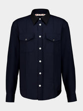 Marni Blue Virgin Wool Long-Sleeve Shirt