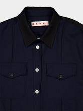Marni Blue Virgin Wool Long-Sleeve Shirt
