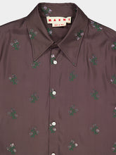 Marni Coffee Floral Viscose Long-Sleeve Shirt