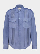 Marni Dusk Blue Suede Cut-Out Shirt
