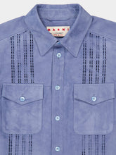 Marni Dusk Blue Suede Cut-Out Shirt
