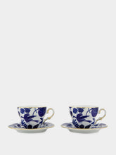La DoubleJ Wildbird Blue Porcelain Tea Cup Set of 2