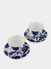 La DoubleJ Wildbird Blue Porcelain Tea Cup Set of 2
