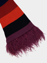 Paula Curie Multicoloured Stripes Knitted Cut-Out Back Dress with Feathers