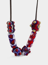 Colville Red and Blue Beatle Beaded Necklace