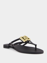 Dolce & Gabbana Black Rubber DG Logo Beach Slides