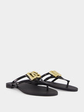 Dolce & Gabbana Black Rubber DG Logo Beach Slides