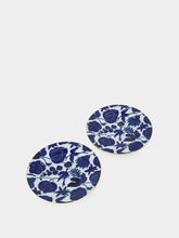 La DoubleJ Wildbird Blue and Bianco Porcelain Dessert Plate Set of 2