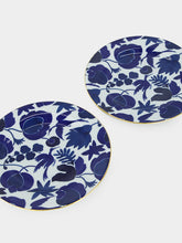 La DoubleJ Wildbird Blue and Bianco Porcelain Dessert Plate Set of 2