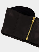 Balmain Black Zip-Up Leather Corset Top