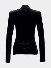 Balmain Black Long Sleeved Velvet Top