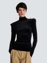 Balmain Black Long Sleeved Velvet Top