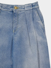 Balmain Blue Pleated High-Waisted Jeans