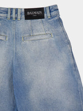 Balmain Blue Pleated High-Waisted Jeans