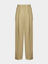 Balmain Beige Pleated High-Waisted Trousers