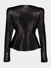 Balmain Black Lambskin Leather Peplum Jacket