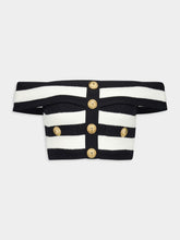 Balmain Off-Shoulder Striped Top