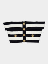 Balmain Off-Shoulder Striped Top