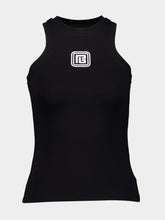 Balmain Black Tank Top with Retro PB Embroidery
