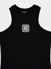 Balmain Black Tank Top with Retro PB Embroidery