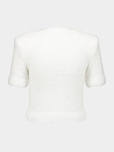 Balmain White Cropped Tweed Cardigan