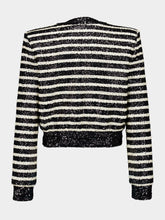 Balmain Striped Sequinned Cropped Jacket