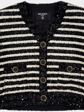 Balmain Striped Sequinned Cropped Jacket