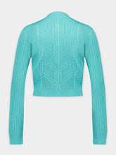 Balmain Blue Cropped Knit Cardigan