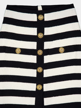 Balmain Striped Knitted Midi Skirt