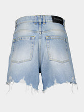 Balmain Light Blue Denim High-Waisted Shorts