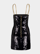 Balmain Sequin Chain-Link Short Dress