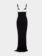 Balmain Two-Tone Long Crepe Dress with Leg Slit