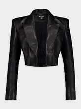 Balmain Black Leather Cropped Jacket