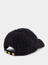 Balmain Black Tweed Logo Cap