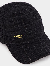 Balmain Black Tweed Logo Cap