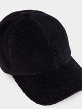 Balmain Black Velvet Monogram Jersey Cap