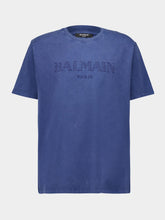 Balmain Blue Vintage Logo-Print T-Shirt