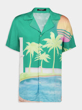 Balmain Short-Sleeved Palm Tree Print Shirt