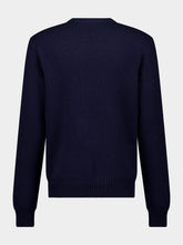 Balmain Navy Blue Intarsia Logo Sweater
